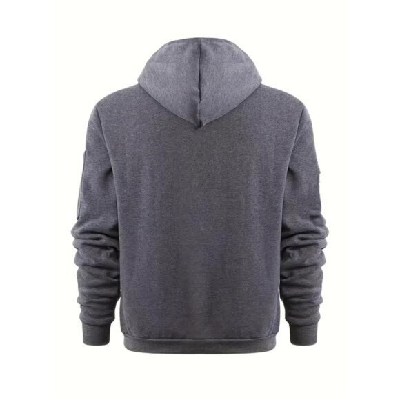 NWT Men's Technical Quarter-Zip Hoodie Navy Blue Utility Pocket Sweatshirt - Picture 2 of 5